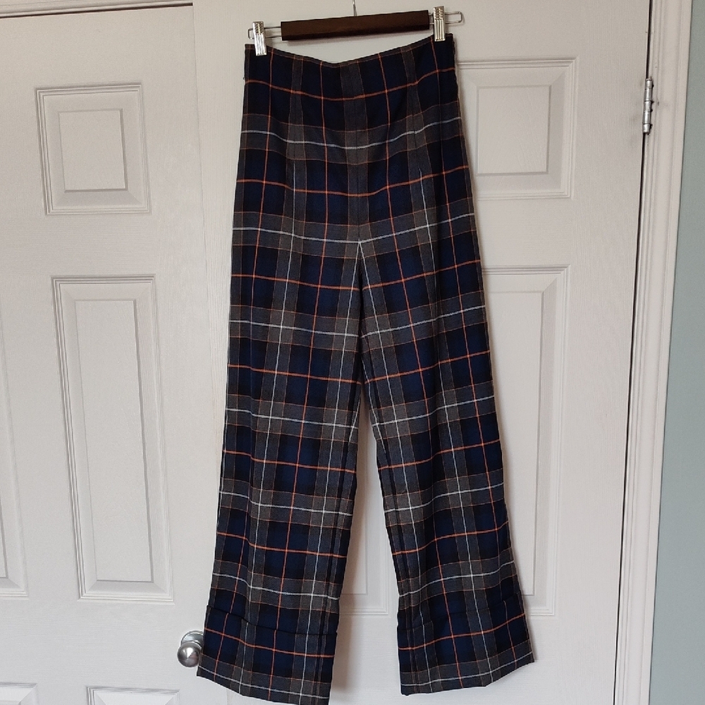 Plaid Wide-Leg Pants
